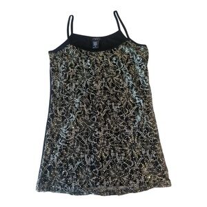 Deb Black, Gold, Silver Sequin Print Embellished Tank‎ Top